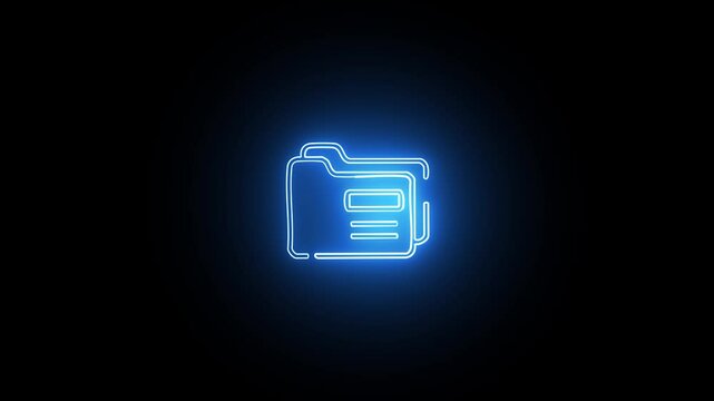 neon business documents icon