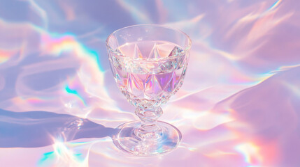 Holographic Glass Reflecting Colors in a Serene Setting