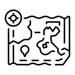 Paper map icon in linear style 