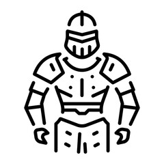 Medieval armour icon in linear style 