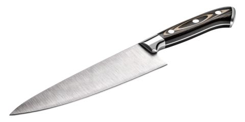 steel kitchen knife for cousine, isolated soft focus on the transparent background