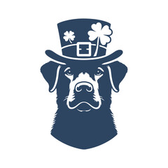 St. Patrick's Day Dog with Clover Hat Vector Silhouette Design Illustration