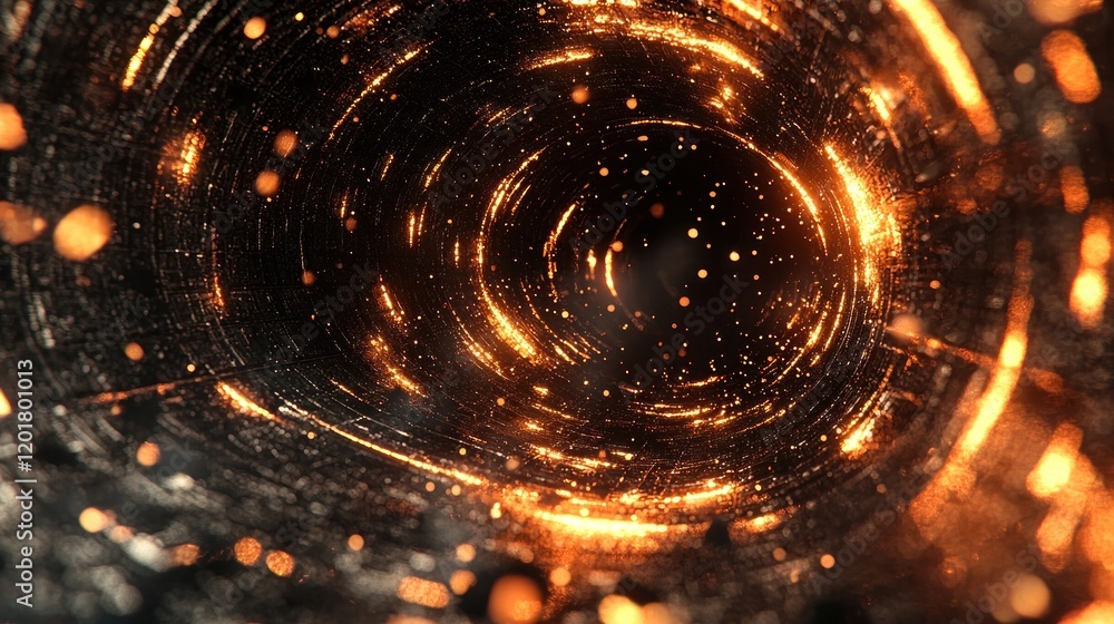 Aufkleber fiery abstract swirl: glowing embers and dynamic particles in cosmic space