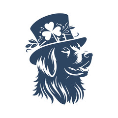 Obraz premium St. Patrick's Day Dog with Clover Hat Vector Silhouette Design Illustration