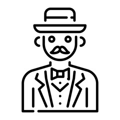 A linear character icon of gentleman fashion