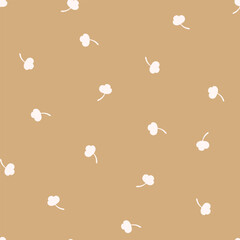 Gender neutral small flowers seamless vector background. Simple whimsical two tone pattern. Kids nursery wallpaper or scandinavian decor