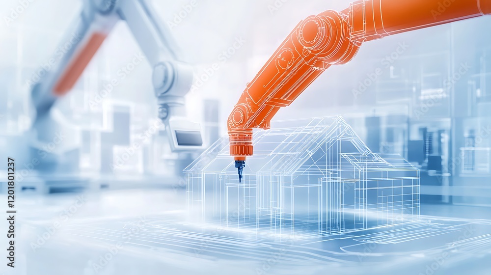 Poster 3d-printed concrete structures built by robotic arms