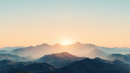Fototapeta premium A mountain range with a sun in the sky