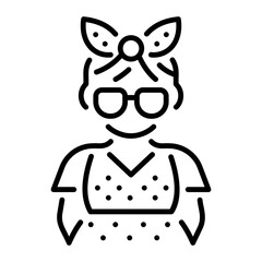 Woman wearing vintage fashion apparel, line style icon