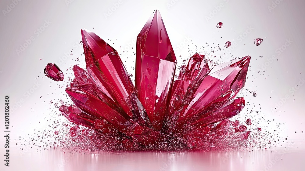Poster splendid explosion of vibrant red crystals creating a stunning visual display of light and texture