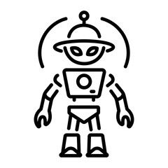 Alien robot icon in linear style 