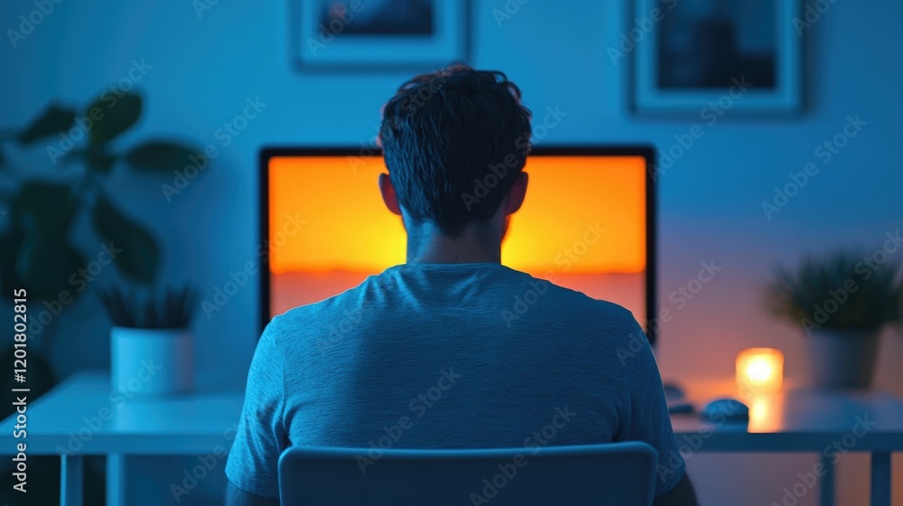 Poster warm and cozy late night work environment with soft inviting desk lighting creating a calming produc