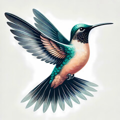 Obraz premium hummingbird vector style image on white background