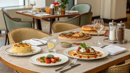 Fototapeta premium A Table Set for a Delicious and Healthy Meal Featuring Several Dishes