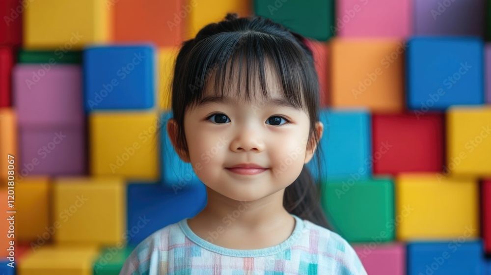 Poster toddler growth and cognitive development through playful learning with colorful educational toys and