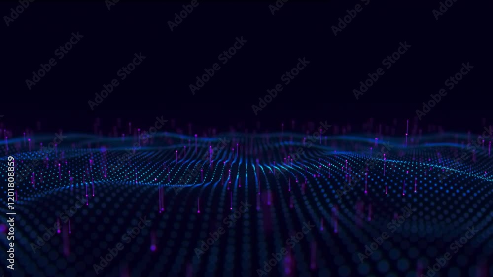 Poster abstract big data wave animation with data flow. futuristic information aesthetics. business digital