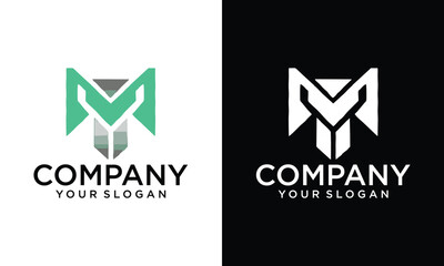 Creative the letter M with wing logo
