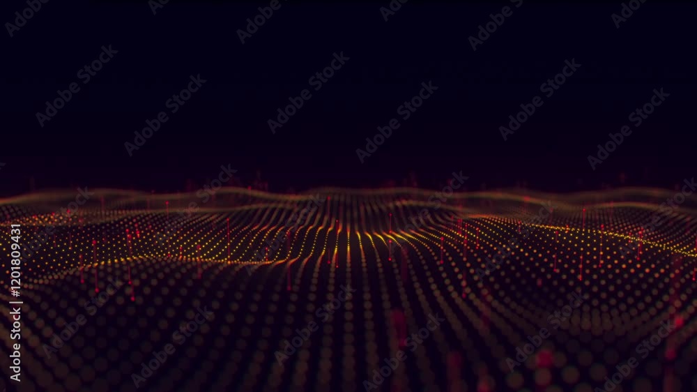 Poster abstract big data wave animation with data flow. futuristic information aesthetics. business digital