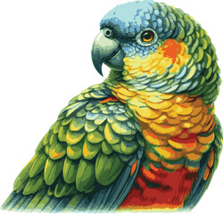 Fototapeta premium Adorable watercolor style illustration of a cute realistic parrot isolated on white background