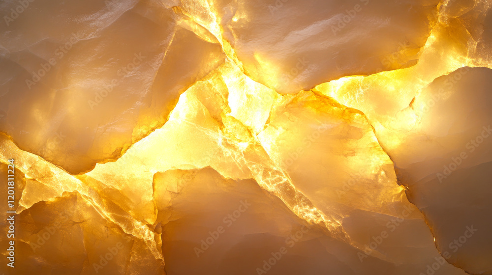 Poster luminous gold effect in onyx stone showcasing intricate patterns and textures