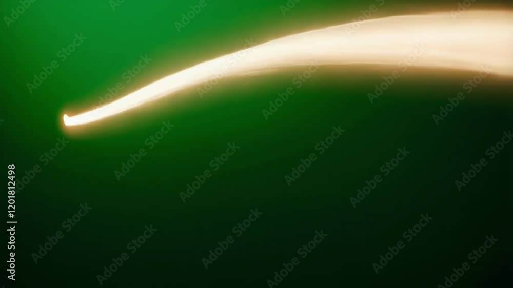 Poster light streak streaming across chroma key green screen, glowing and moving with smooth energy, provid