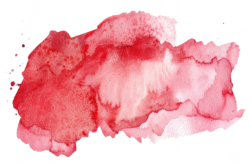 red watercolor stain isolated on white or transparent background