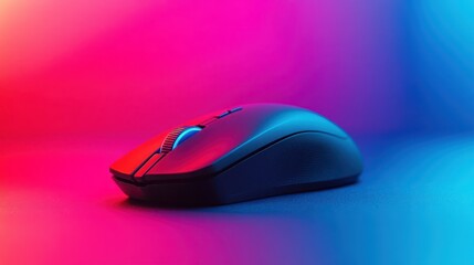 Black wireless mouse on vibrant solid background capturing modern technology in a dynamic workspace designed for creativity and efficiency