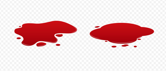 Blood spilled or paint. Two puddle of blood.  Puddle of red paint. Site of occurrence. 
