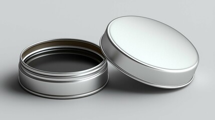 A stylish and sleek skincare cream jar mockup featuring an open tin design that showcases the product inside. Perfect for beauty branding and display.