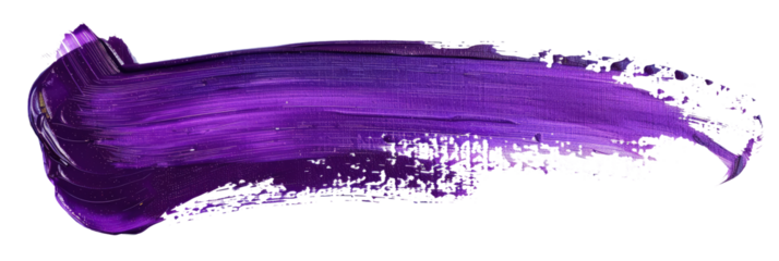 single Purple color paint brushstroke isolated on white or transparent background