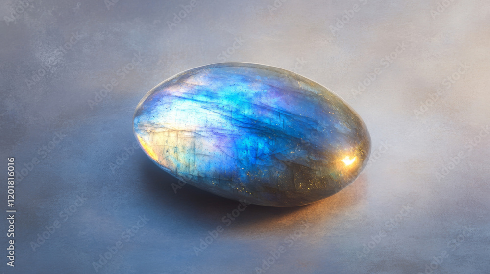Poster iridescent stone with subtle flashes of color on a soft background