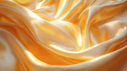 Obraz premium Radiant golden yellow fabric with a soft sheen flowing gracefully in bright light, showcasing texture and vibrancy on a smooth surface during daylight hours