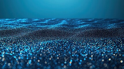 Abstract Celestial Landscape of Shimmering Blue Particles