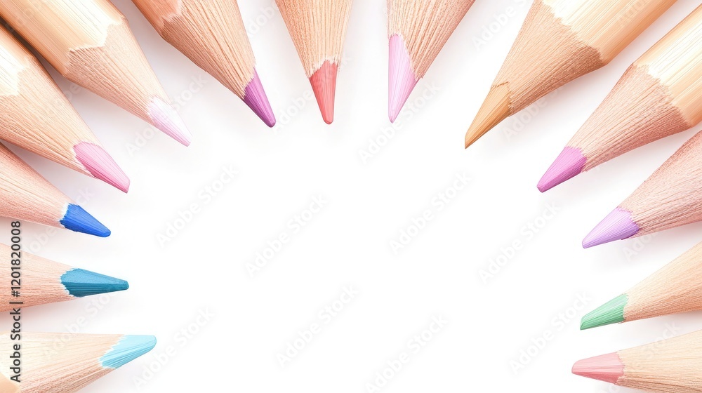 Poster a close-up of colorful pencil tips arranged in a circular pattern.