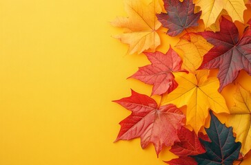 Vibrant Autumn Maple Leaves on Bright Background