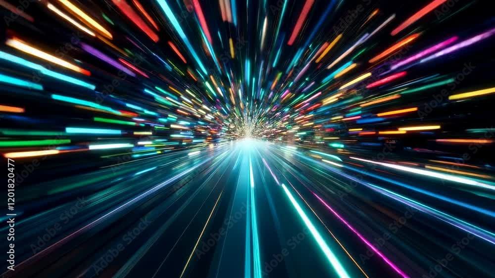 Poster abstract digital tunnel of light futuristic data stream and speed concept