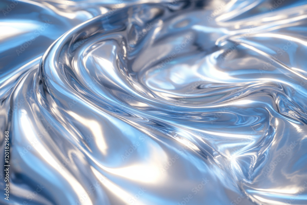 Aufkleber shimmering chrome metal swirl displaying reflective surface and dynamic movement