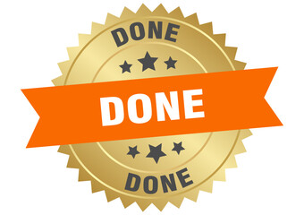 done. done round orange and gold label isolated on transparent background © BHM