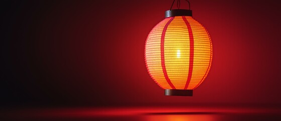 Obraz premium Red Lantern Illumination, Vintage Lighting, East Asian Style, Home Decoration, Candlelight Ambiance
