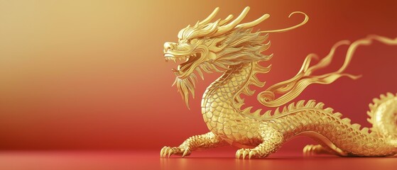 Fototapeta premium Golden Dragon Illustration