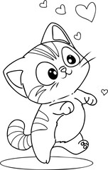 Playful Kitten Coloring Page Illustration