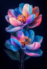 Elegant Peony Tattoo Design in Vibrant Colors