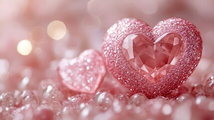 Obraz premium pink heart of glass