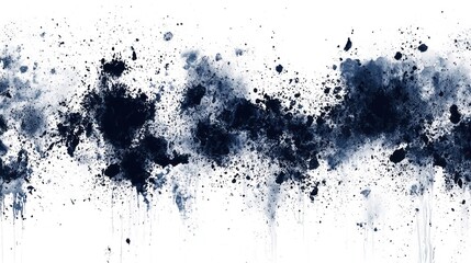 Obraz premium Abstract Ink Splatter Composition in Dark Blue and Black Hues Against a White Background