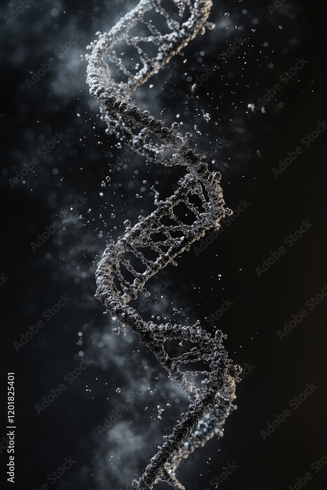 Poster a dynamic shot of a dna strand breaking during a crispr editing demonstration