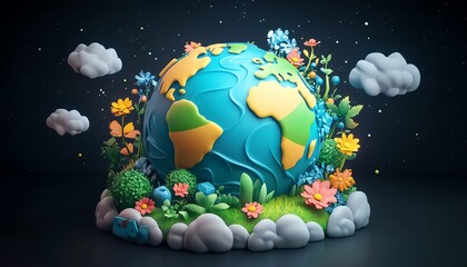 mother earth day celebration, ecofriendly globe, sustainable environment, environmental awareness, generative AI earth visual, planet protection, green future, ecoconscious design