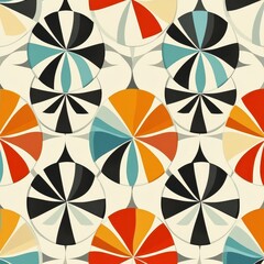 Artistic Abstract Seamless Pattern Featuring Colorful Wheels Design