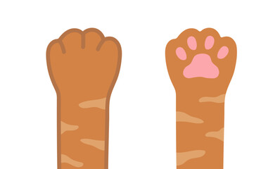 Cat paw. Cat raise hand up. Foot print sign. Character cartoon doodle. Vector illustration