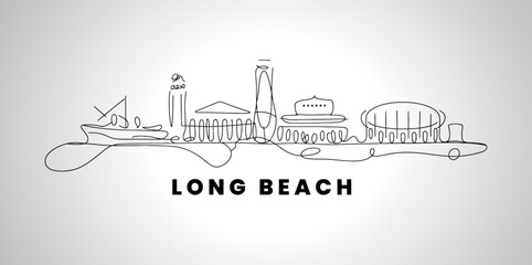 Obraz premium Long Beach city skyline vector art