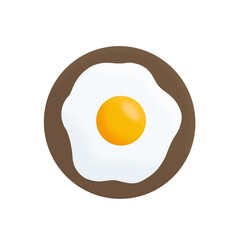 Fried egg on plate. Flat illustration on white background. Food design concept.